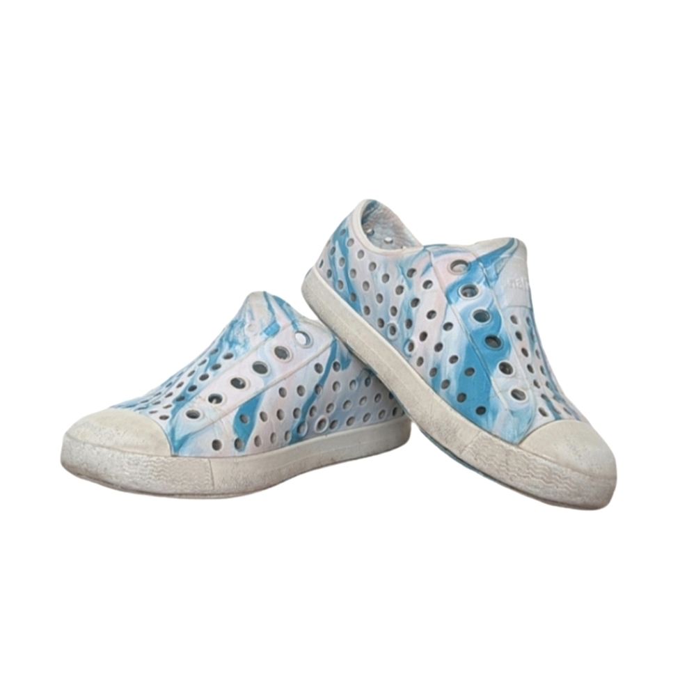 Native Jefferson Marbled Turquoise, Pink, and White Slip-On Shoes - Size C6